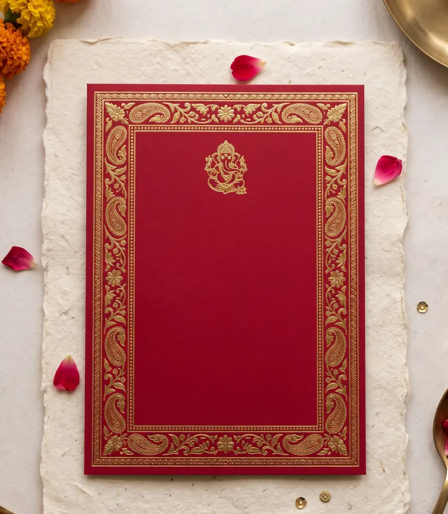 Blank red and gold invitation card