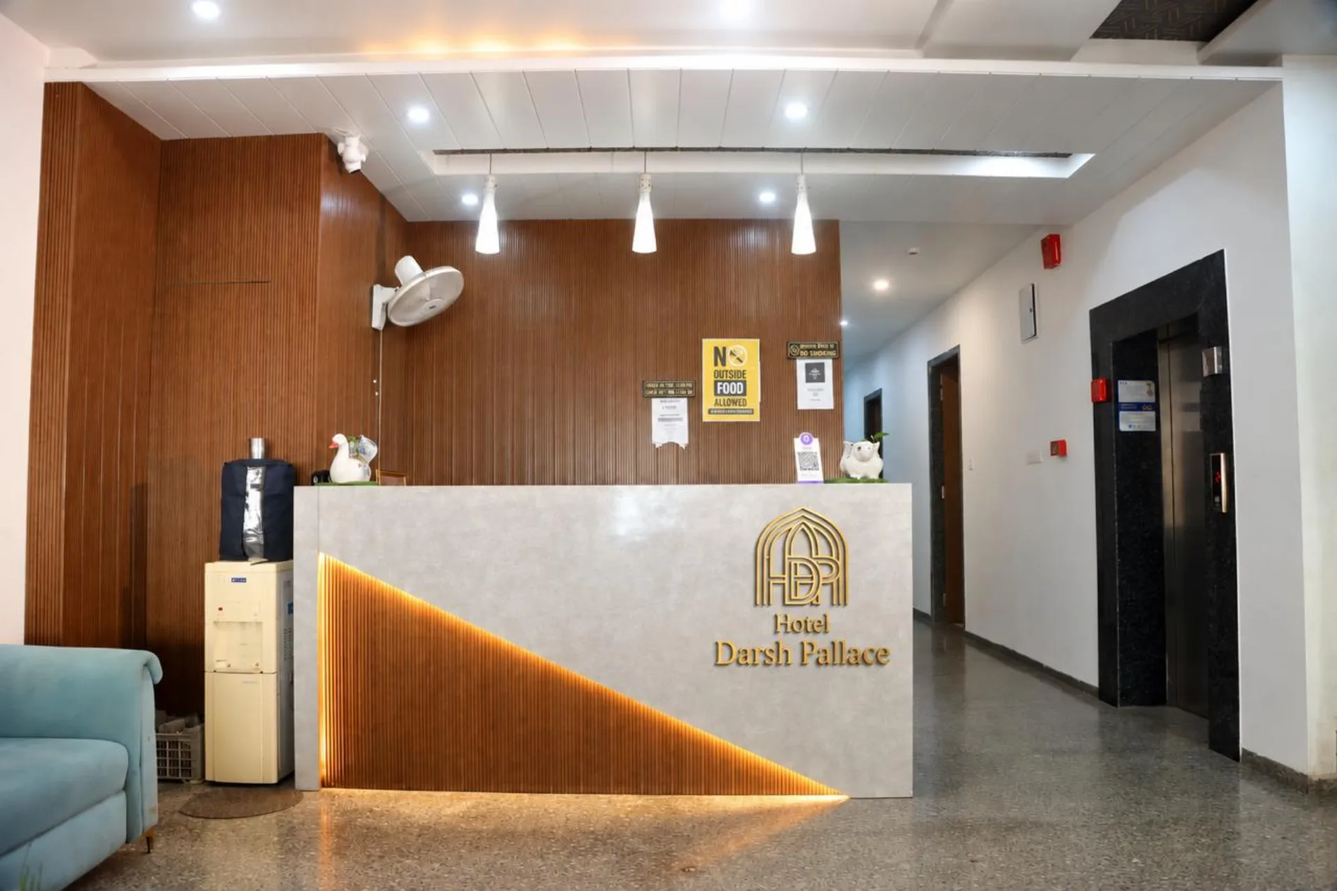 Reception desk in the hotel lobby